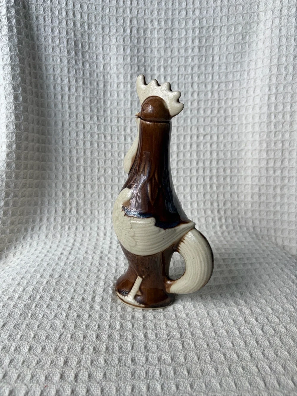 Vintage Mid-Century Ceramic Rooster Liqueur Decanter Set With Matching Cups